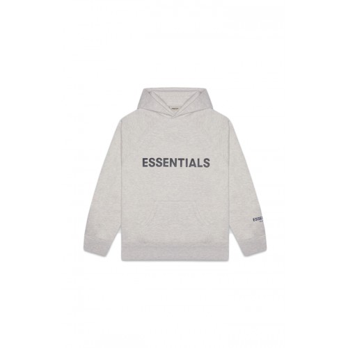 Оригинальный шмот Fear of God Essentials 3D Silicon Applique Pullover Hoodie Heather Oatmeal