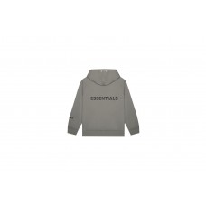 Fear of God Essentials 3D Silicon Applique Full Zip Up Hoodie Gray Flannel/Charcoal