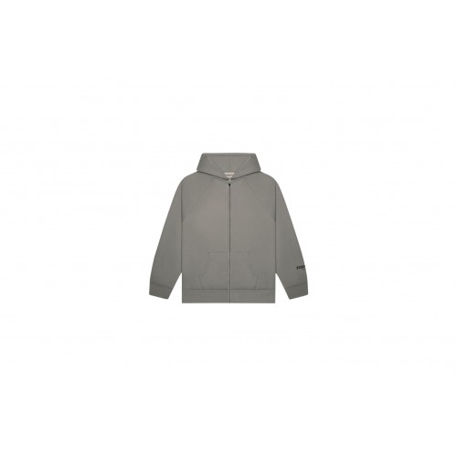 Оригинальный шмот Fear of God Essentials 3D Silicon Applique Full Zip Up Hoodie Gray Flannel/Charcoal