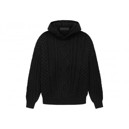 Оригинальный шмот Fear of God Essentials Cable Knit Hoodie Black