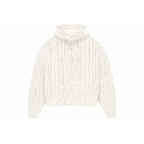 Оригинальный шмот Fear of God Essentials Cable Knit Hoodie Cloud Dancer