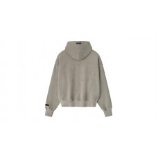 Fear of God Essentials Embroidered Classic Full Zip Hoodie Smoke Grey