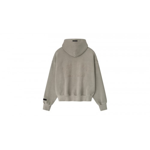 Fear of God Essentials Embroidered Classic Full Zip Hoodie Smoke Grey
