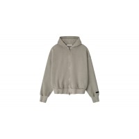 Fear of God Essentials Embroidered Classic Full Zip Hoodie Smoke Grey