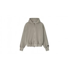 Fear of God Essentials Embroidered Classic Full Zip Hoodie Smoke Grey