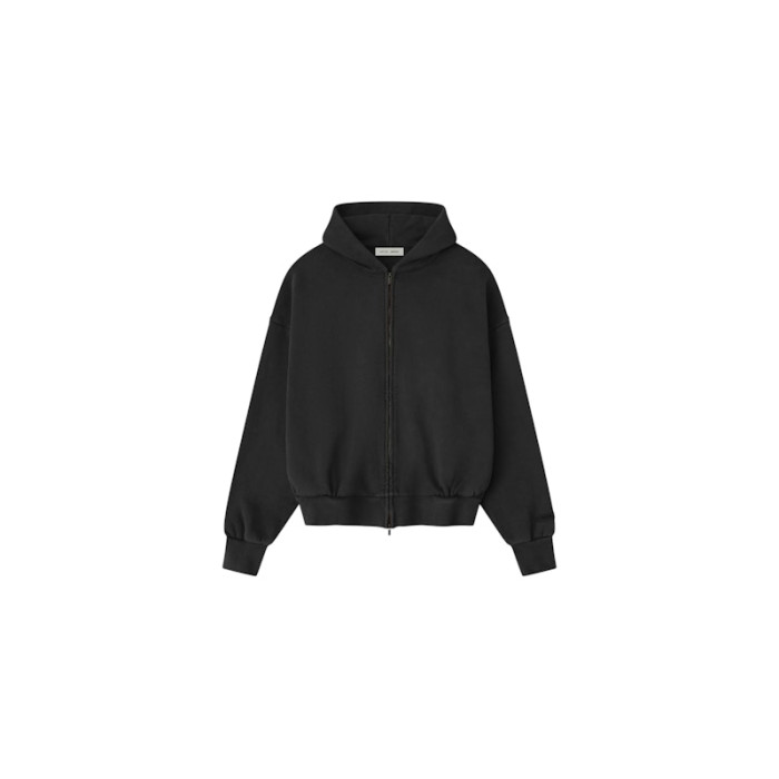 Fear of God Essentials Embroidered Classic Full Zip Hoodie Vintage Black Fear of God Essentials Embroidered Classic Full Zip Hoodie Vintage Black