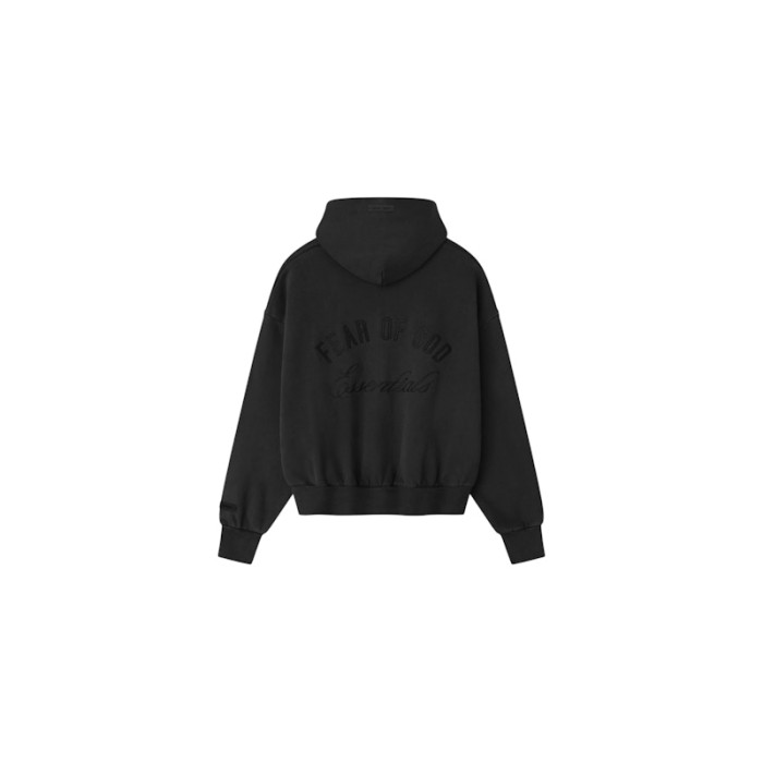 Fear of God Essentials Embroidered Classic Full Zip Hoodie Vintage Black Fear of God Essentials Embroidered Classic Full Zip Hoodie Vintage Black