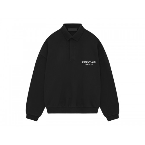Fear of God Essentials Fleece Polo (FW24) Black