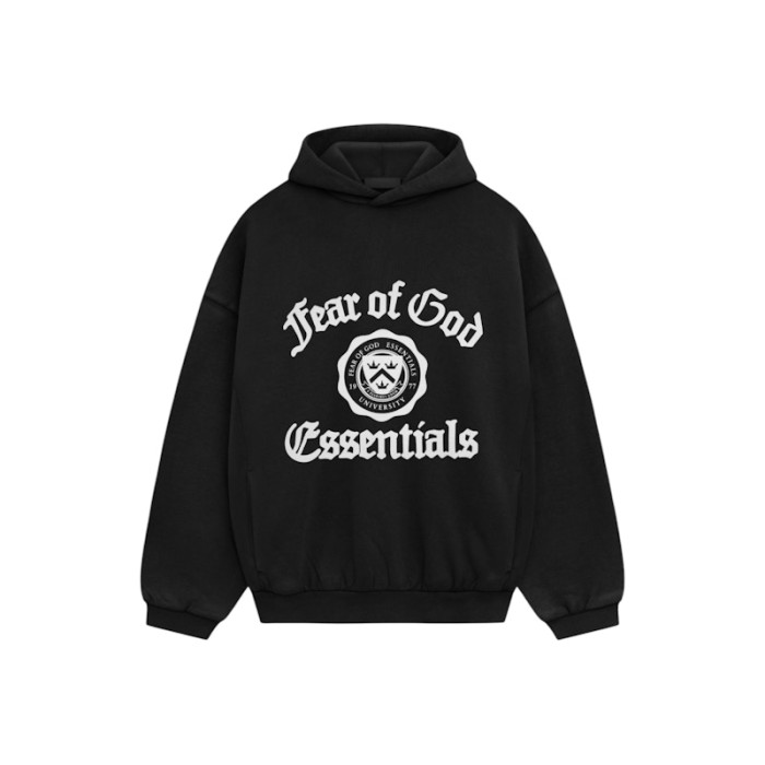 Fear of God Essentials Heavy Fleece Vintage Shrunken Hoodie Black