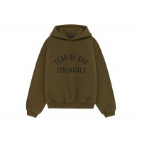 Fear of God Essentials Kids Fleece Hoodie Olive