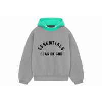 Fear of God Essentials Nylon Fleece Hoodie Dark Heather Oatmeal/Mint Leaf