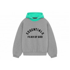 Fear of God Essentials Nylon Fleece Hoodie Dark Heather Oatmeal/Mint Leaf