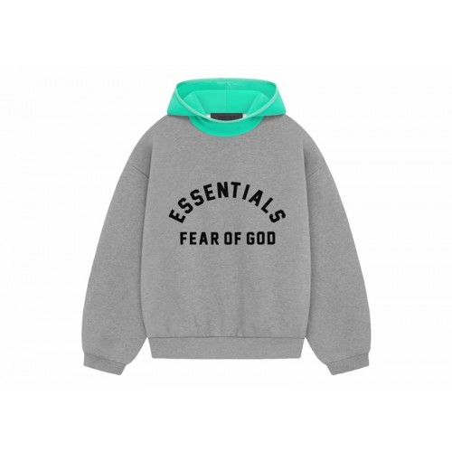 Fear of God Essentials Nylon Fleece Hoodie Dark Heather Oatmeal/Mint Leaf