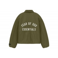 Fear of God Essentials Textured Nylon Trucker Jacket Military