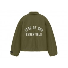 Fear of God Essentials Textured Nylon Trucker Jacket Military