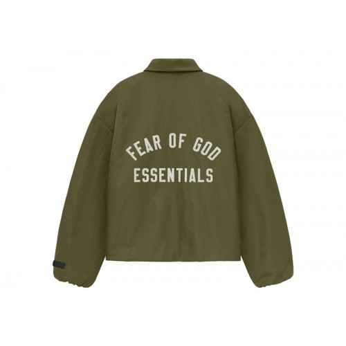 Fear of God Essentials Textured Nylon Trucker Jacket Military Fear of God Essentials Textured Nylon Trucker Jacket Military