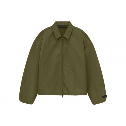 Fear of God Essentials Textured Nylon Trucker Jacket Military Fear of God Essentials Textured Nylon Trucker Jacket Military