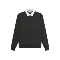 Fear of God Essentials Waffle Henley Rugby Off Black