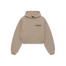 Fear of God Essentials Womens Fleece Cropped Hoodie Desert Sand