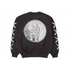 KAWS For Kid Cudi Moon Man Back Print Crewneck Sweatshirt Vintage Black