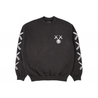 KAWS For Kid Cudi Moon Man Back Print Crewneck Sweatshirt Vintage Black