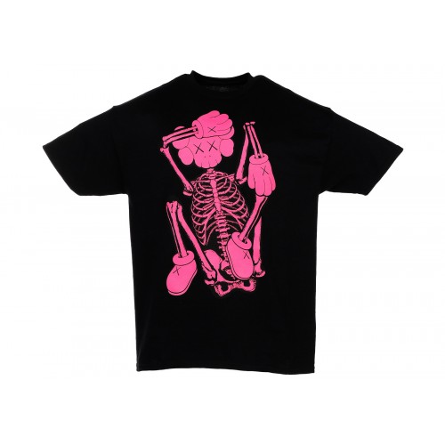 Оригинальный шмот KAWS SKELETON NEW FICTION T-shirt Pink - 70см