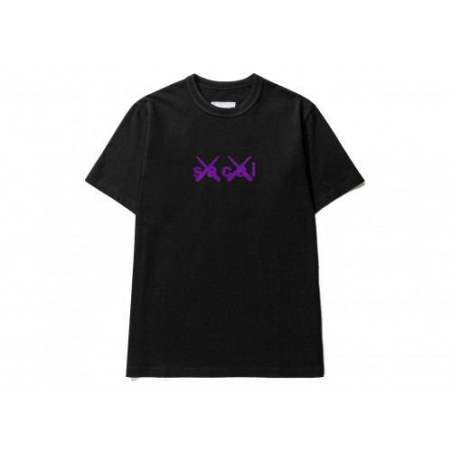 Оригинальный шмот KAWS x Sacai Flock Print T-shirt Black/Purple - 70см