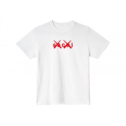 Оригинальный шмот KAWS x Sacai Flock Print T-shirt White/Red - 70см