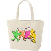 KAWS x Uniqlo Logo Tote Bag Beige