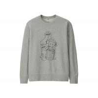 KAWS x Uniqlo x Sesame Street Companion Trash Can Outline Sweatshirt (Japanese Sizing) Gray