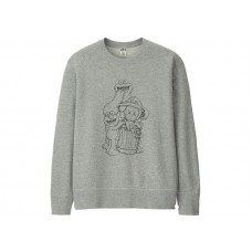 KAWS x Uniqlo x Sesame Street Companion Trash Can Outline Sweatshirt (Japanese Sizing) Gray