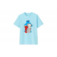KAWS x Uniqlo x Sesame Street Companion Trash Can Tee Light Blue