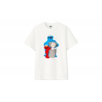 KAWS x Uniqlo x Sesame Street Companion Trash Can Tee White