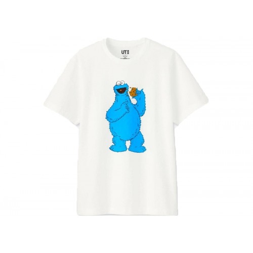 KAWS x Uniqlo x Sesame Street Cookie Monster Tee (Japanese Sizing) White
