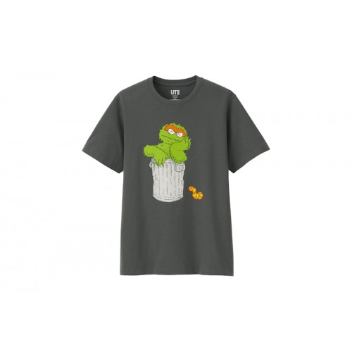 KAWS x Uniqlo x Sesame Street Oscar The Grouch Tee Gray