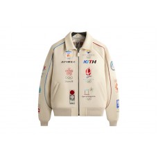 Kith AVIREX Olympics Heritage Leather Bomber Jacket Tofu