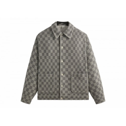 Оригинальный шмот Kith Check Boucle Boxy Collared Overshirt Steel