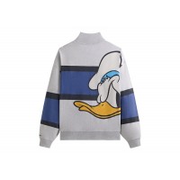 Kith Disney Donald Duck Quarter Zip Fleece Wyona Sweatshirt Light Heather Grey