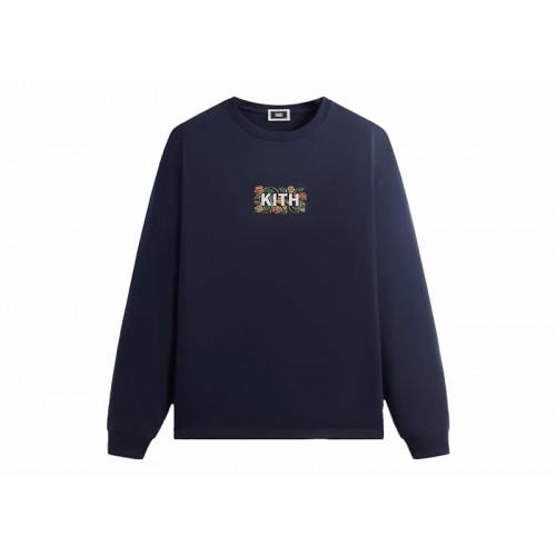 Оригинальный шмот Kith Floral Classic Logo Long Sleeve Tee Nocturnal