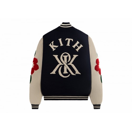 Оригинальный шмот Kith Floral Crest Wyona Full Zip Sweater Nocturnal