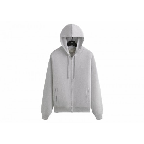 Оригинальный шмот Kith Interlock Williams V Full Zip Hoodie Light Heather Grey