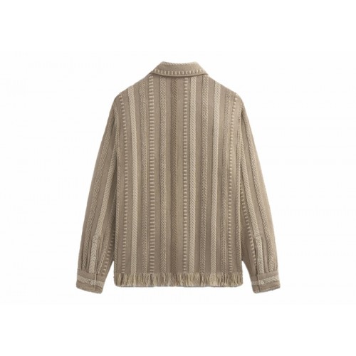 Оригинальный шмот Kith Mixed Stripe Tweed Boxy Collared Overshirt Creme