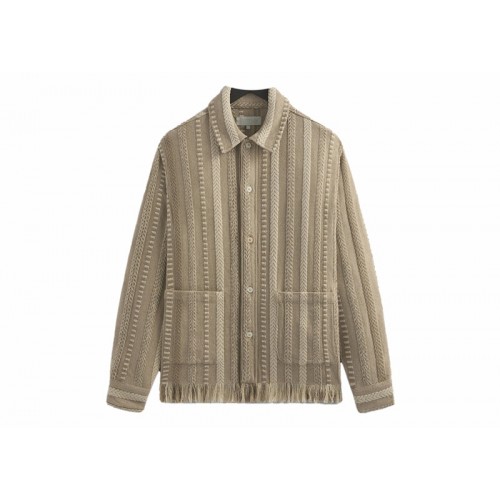 Оригинальный шмот Kith Mixed Stripe Tweed Boxy Collared Overshirt Creme