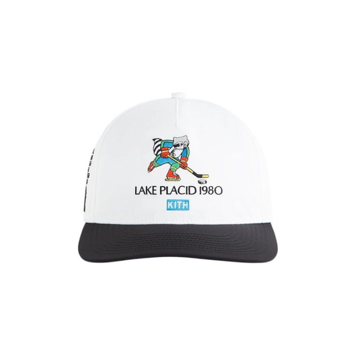 Kith Olympics Heritage Lake Placid Nylon Bay Low Pinch Crown Snapback White/Black Kith Olympics Heritage Lake Placid Nylon Bay Low Pinch Crown Snapback White/Black