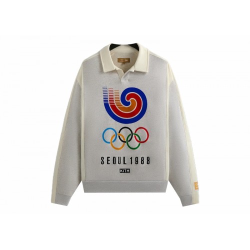 Оригинальный шмот Kith Olympics Heritage Nelson Collared Pullover Light Heather Grey