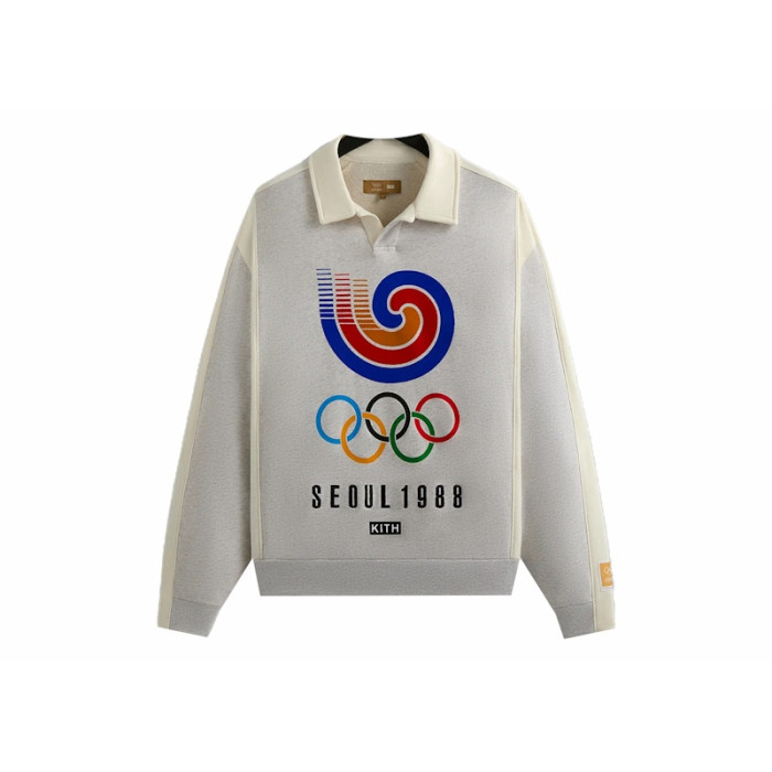 Kith Olympics Heritage Nelson Collared Pullover Light Heather Grey