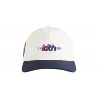 Kith Olympics Heritage Pyeongchang Nylon Bay Low Pinch Crown Snapback White/Blue