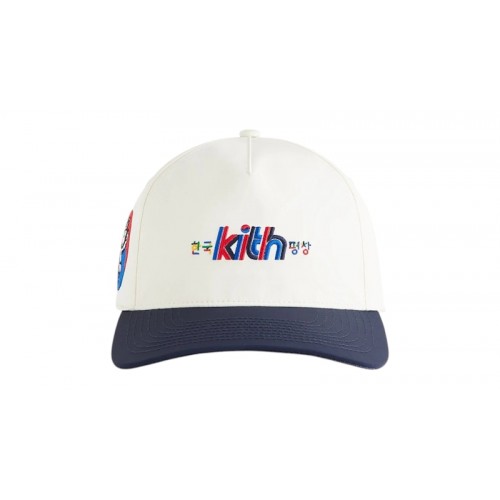 Kith Olympics Heritage Pyeongchang Nylon Bay Low Pinch Crown Snapback White/Blue Kith Olympics Heritage Pyeongchang Nylon Bay Low Pinch Crown Snapback White/Blue