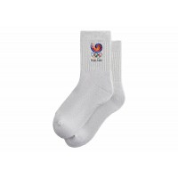 Kith Olympics Heritage Seoul Mid Crew Sock Light Heather Grey