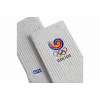 Kith Olympics Heritage Seoul Mid Crew Sock Light Heather Grey